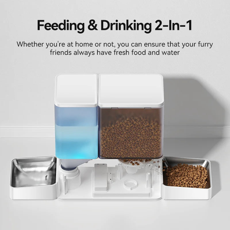 ROJECO 2-in-1 Auto Pet Feeder & Water Fountain